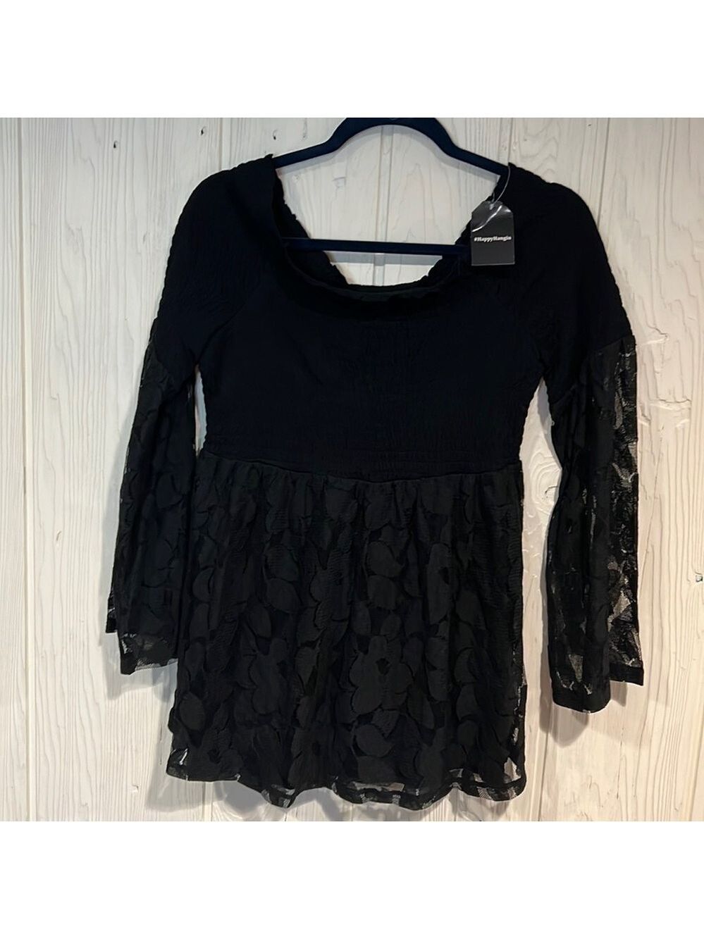 Cupio Lace Tunic Elastic Bodice Long Sleeve Top Large NWT